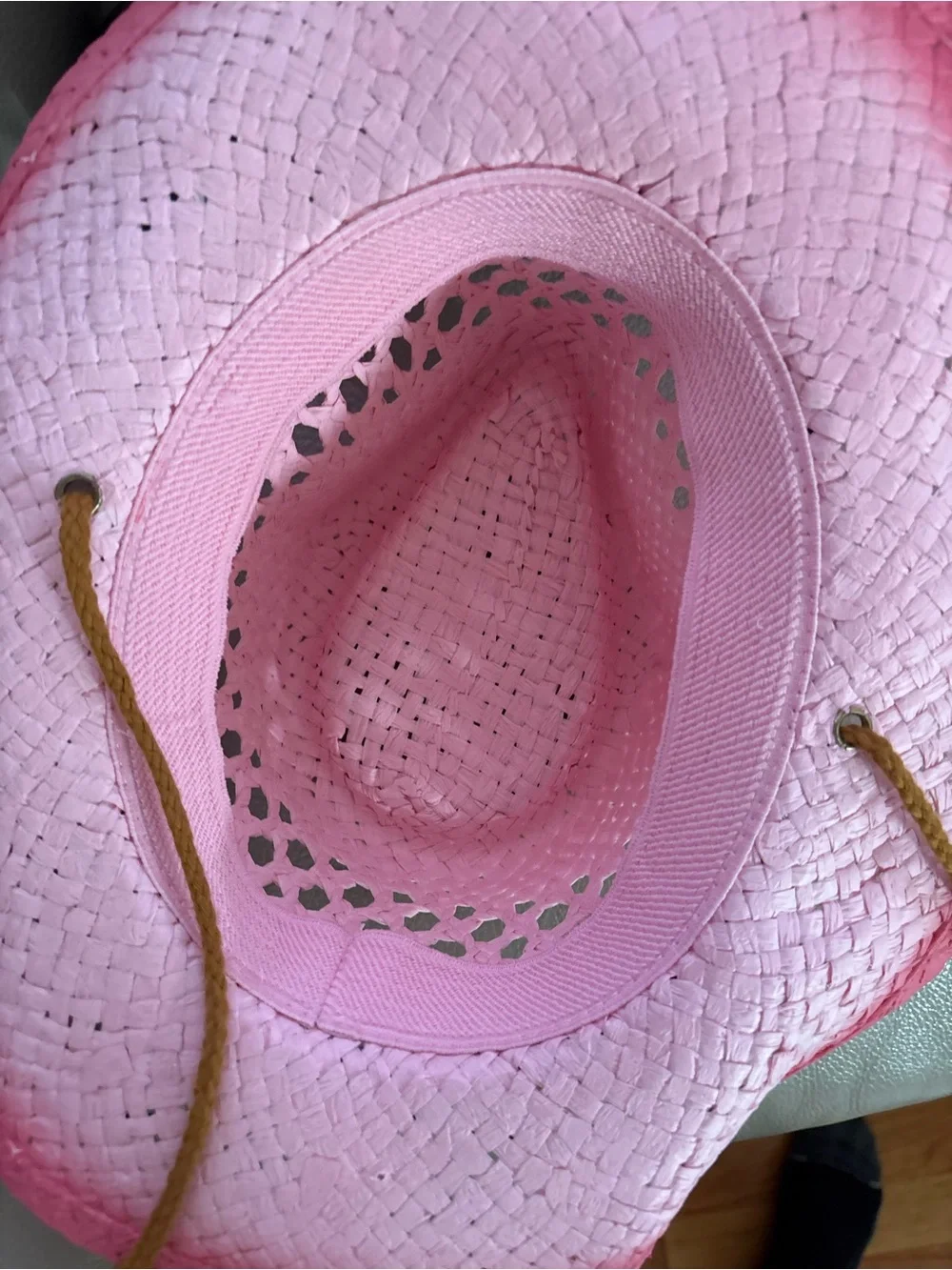 Pink Beaded Straw Cowgirl Hat with Turquoise Accents