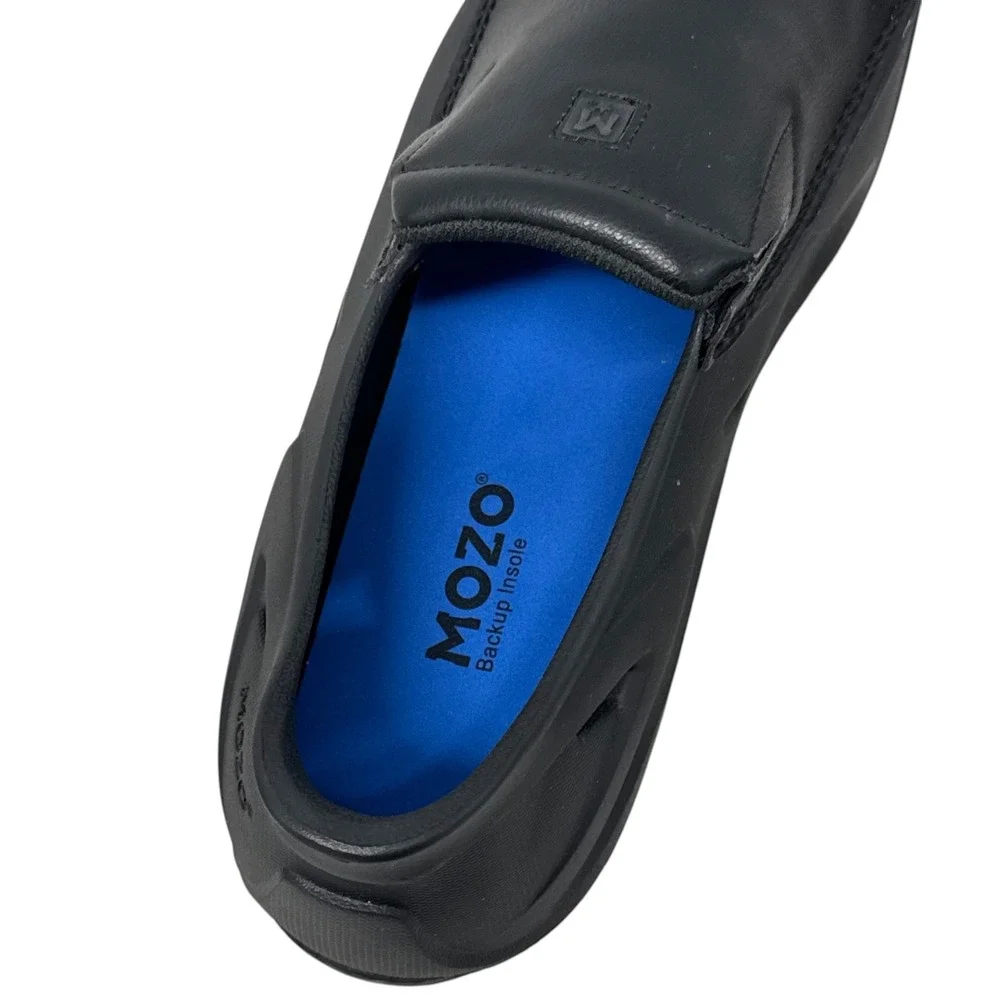 MOZO M22021 Sharkz II Mens 10 Slip Resistant Work Black Shoes For Crews Slip On