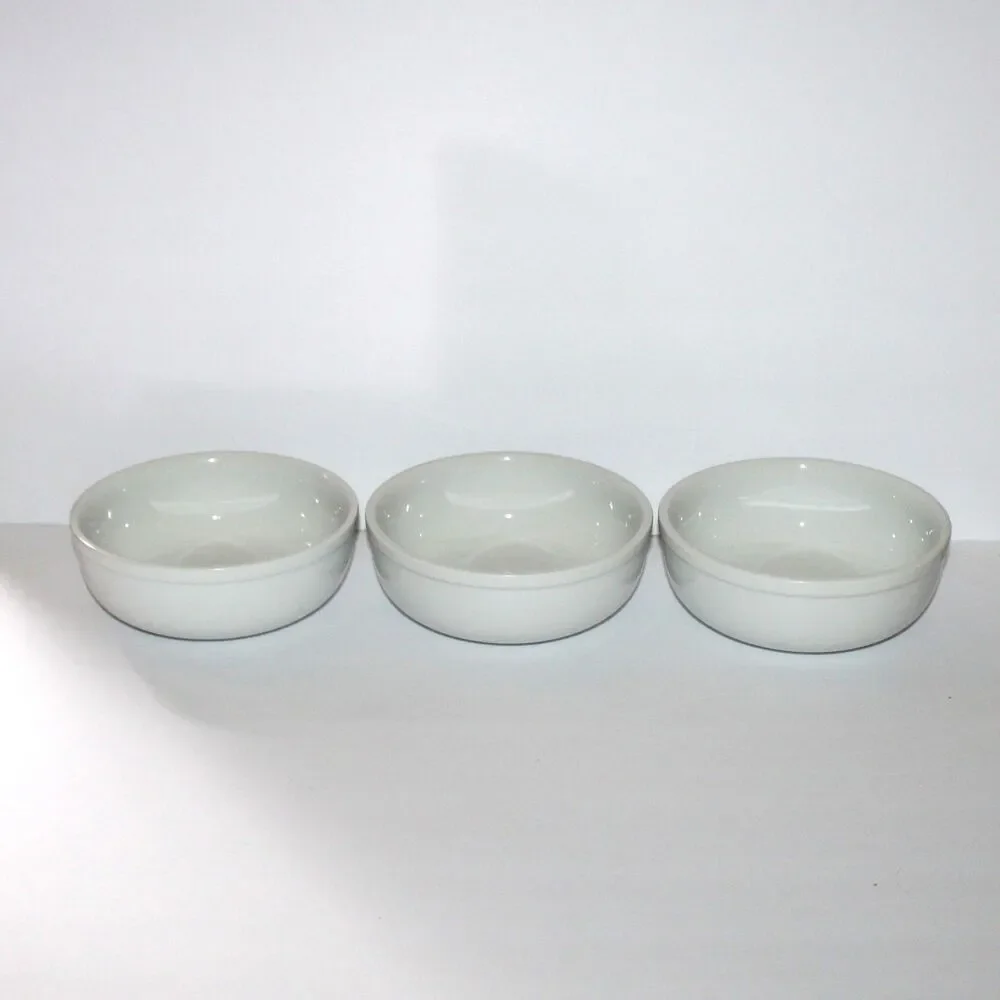 Crate & Barrel Culinary Arts soup cereal bowl lot of 3 white porcelain