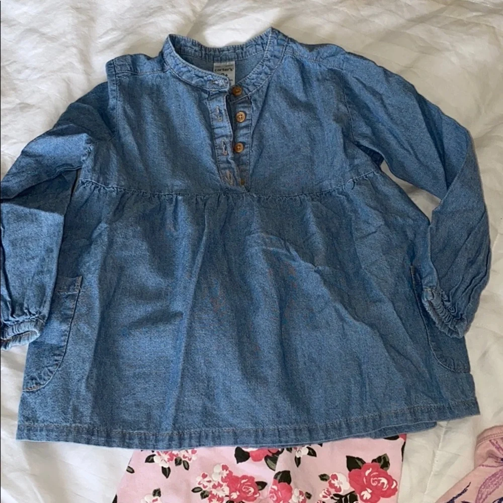 Bundle Carter’s floral leggings w/ longsleeve Jean like top and Old Navy dress