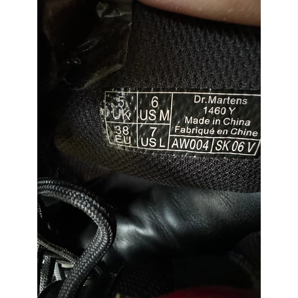 Dr. Martens 1460 Y Youth Boots Black Leather Side Zip Size 6 Big Kid Women 7