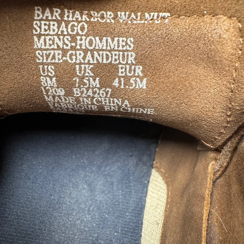 Sebago Bar Harbor Walnut Leather Boat Shoes Mens 8M B24267 Brown Mesh‎ Loafers