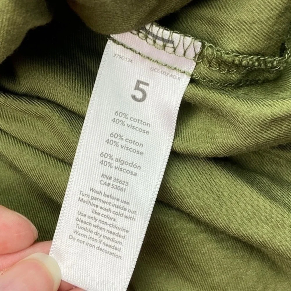 Carters‎ Tunic Top Girls Sz 5 Army Olive Green Long Sleeve Button Down Collared