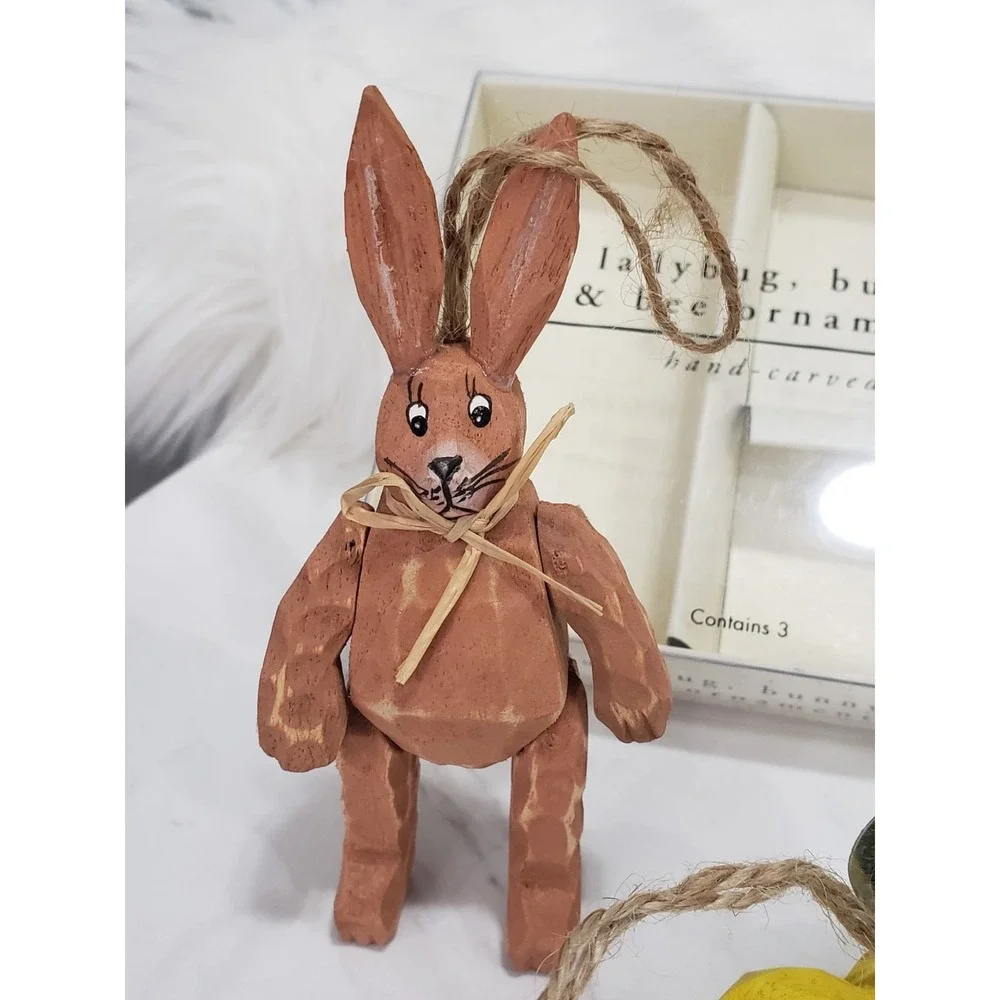 Pier 1 Easter Hanging Ornaments primitive bee bunny ladybug spring‎ easter