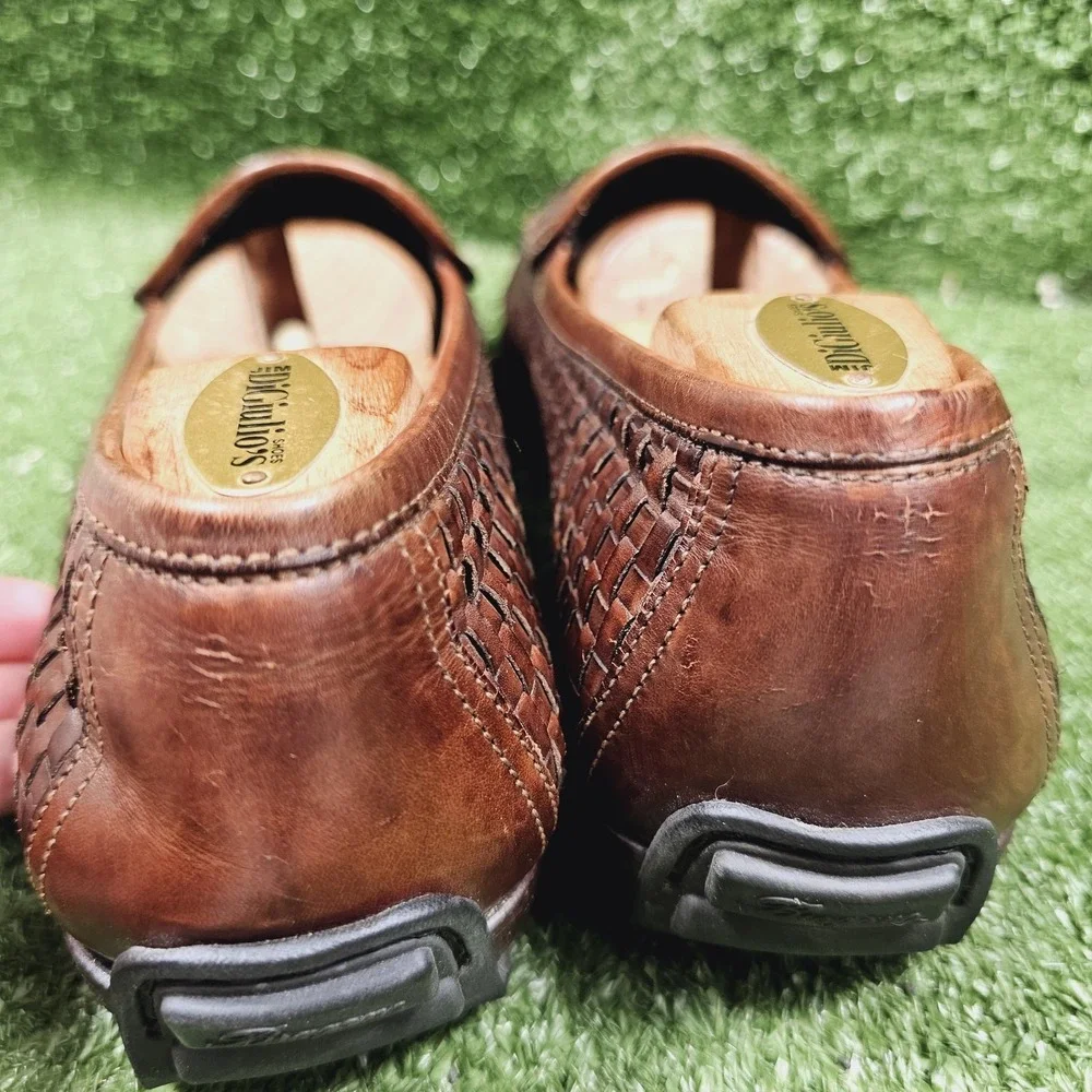 Bragano Brown Leather Slip On Woven Penny Loafer Dress Shoes Mens Size 10 M‎