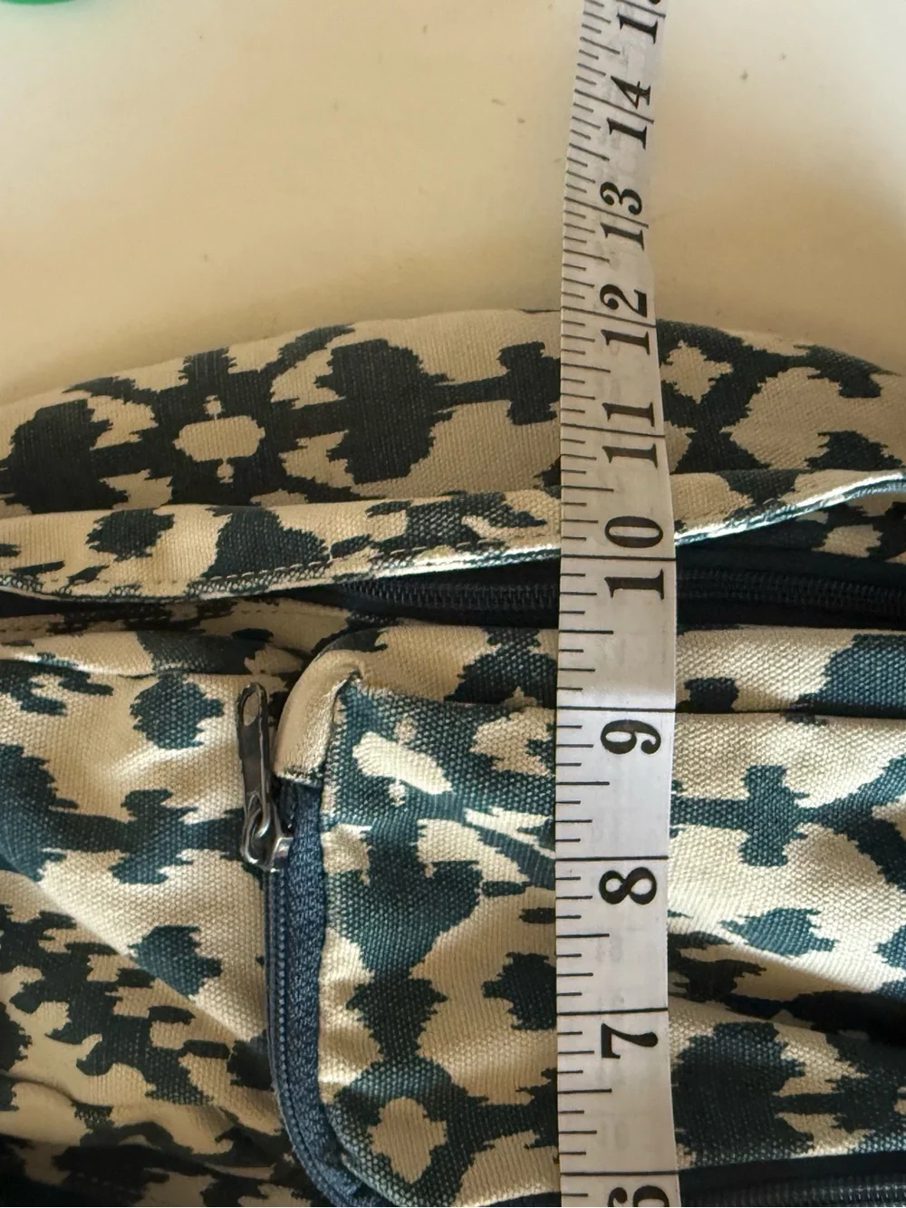 Kavu Teal and White Ikat Rope Sling Backpack