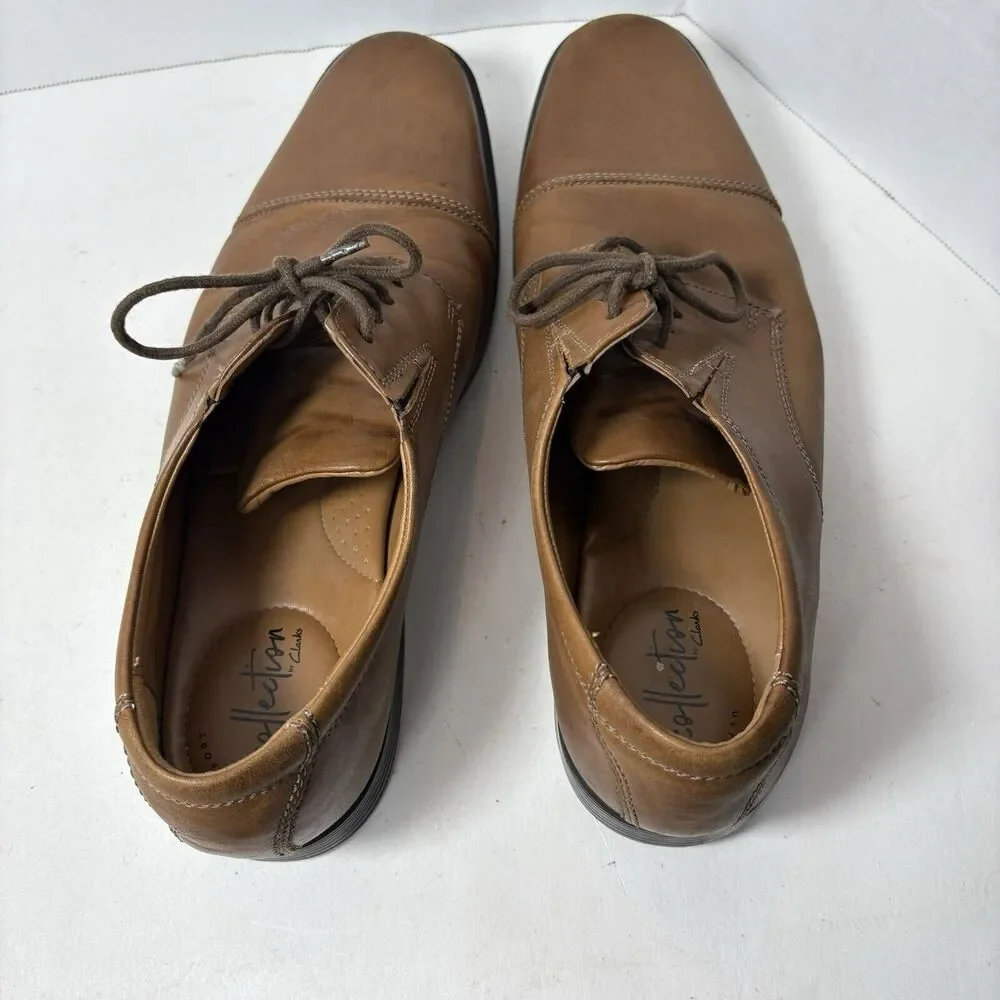 Clarks Collection Shoes Mens Size 11.5 Brown Oxfords Dress Whiddon Cap 15770‎ F2