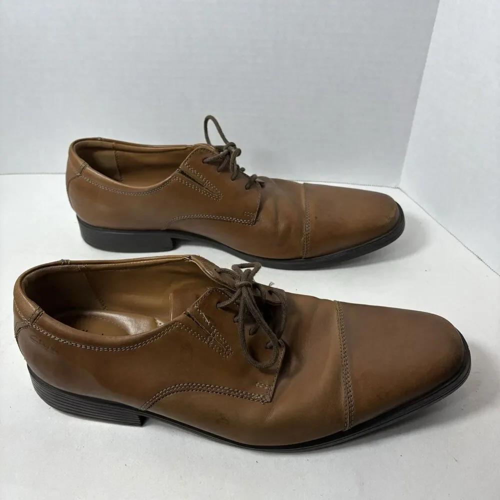 Clarks Collection Shoes Mens Size 11.5 Brown Oxfords Dress Whiddon Cap 15770‎ F2