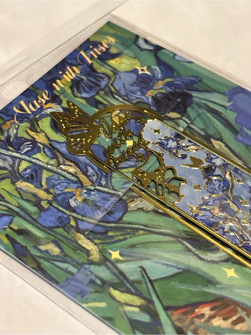 Art Gallery Van Gogh Inspired Vase with Irises Metal Bookmark
