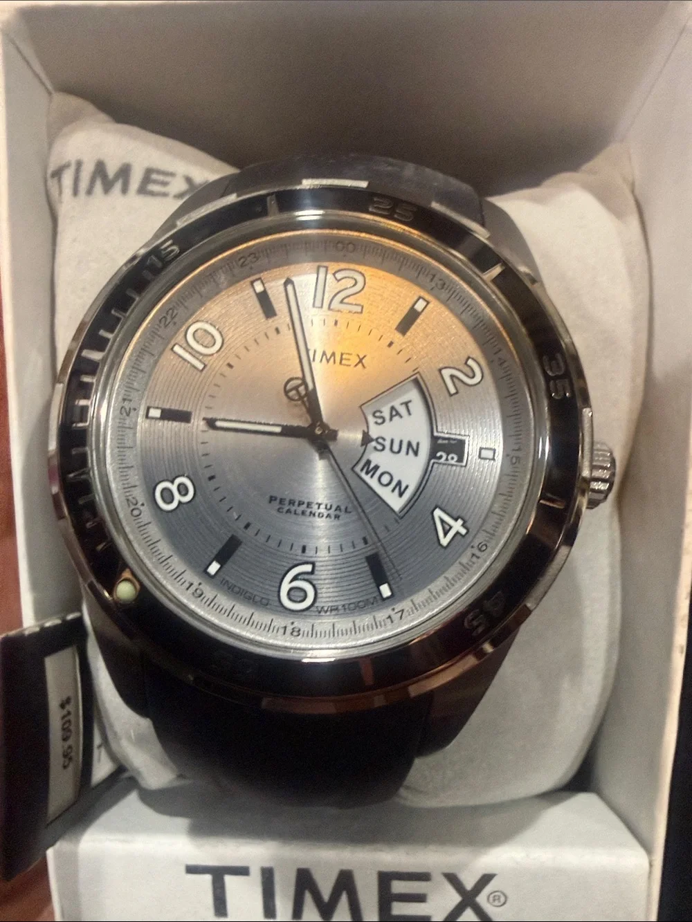 Timex Men's Silver Dial Black Strap Watch