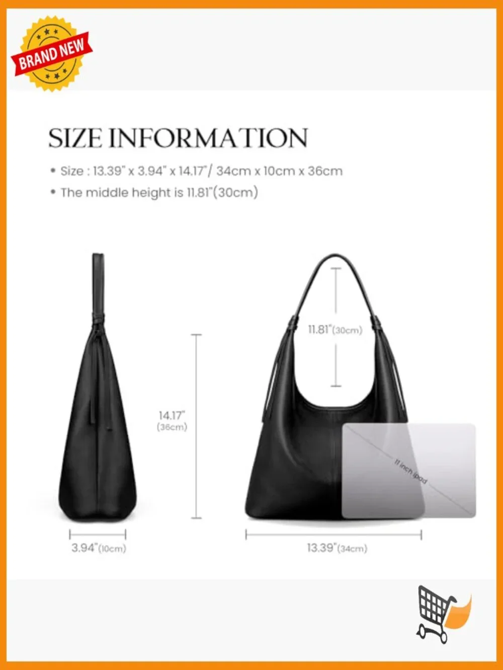 Genuine Leather Slouchy Hobo Tote Bag with Tassel Magnetic Closure Lightweight