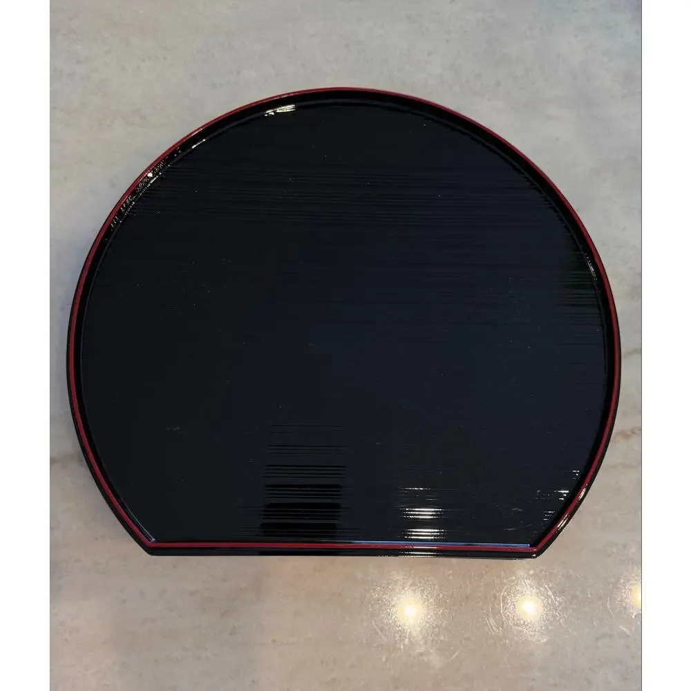 Japanese Reversible Half-Moon Lacquerware Serving Trays – Set of 5