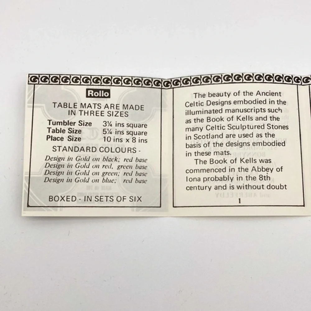 The 4 Men of Kells Celtic Table Mats