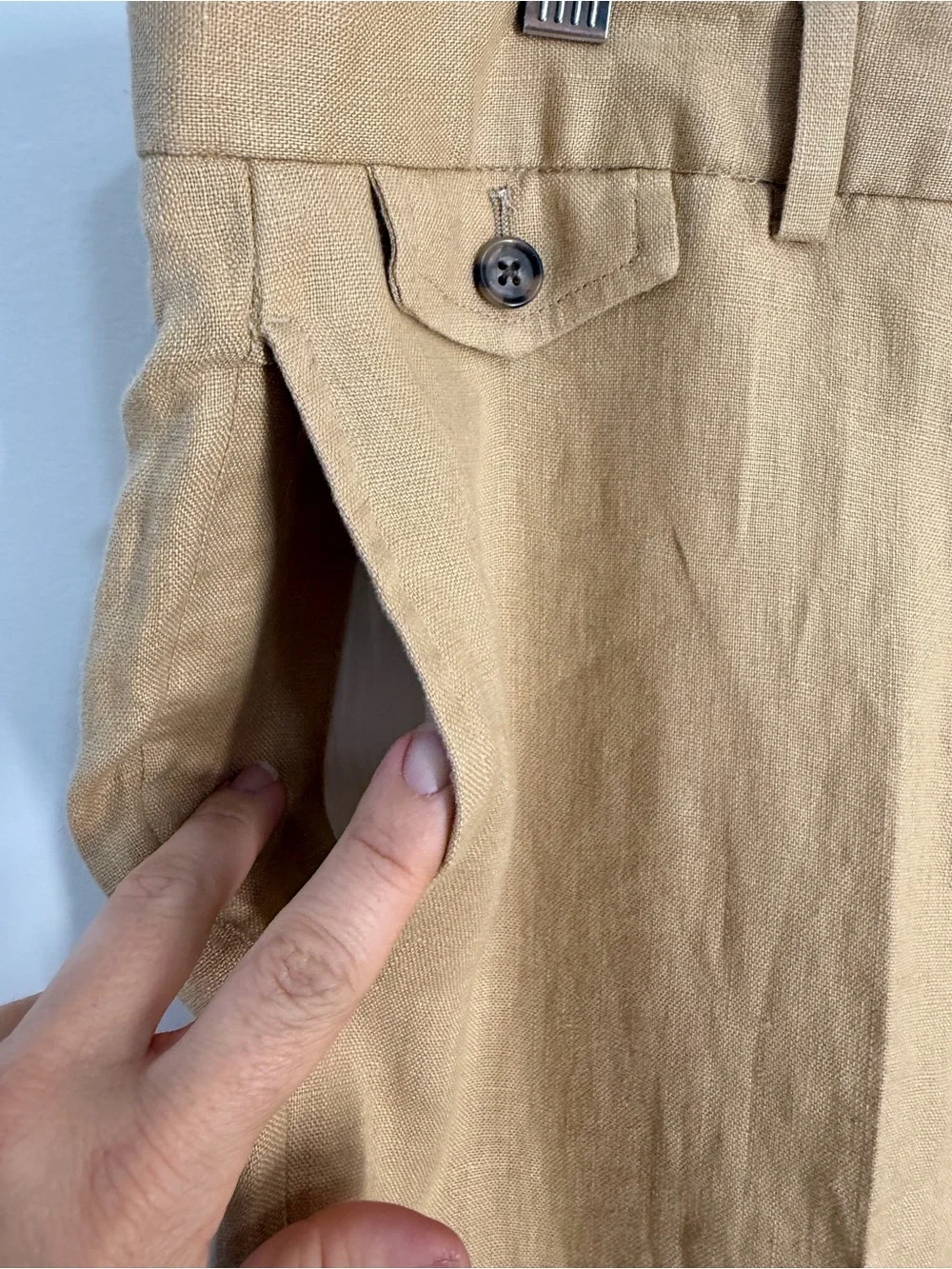 NWT Brooks Brothers Linen trousers,‎ ivory/light khaki Tan Mens W38/L32