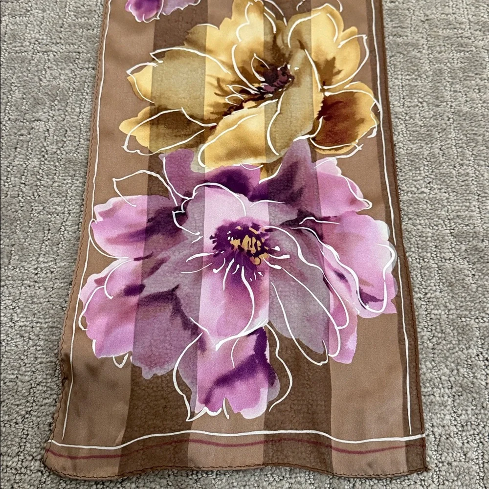 New, no tags: Jones New York bronze-brown floral silk scarf