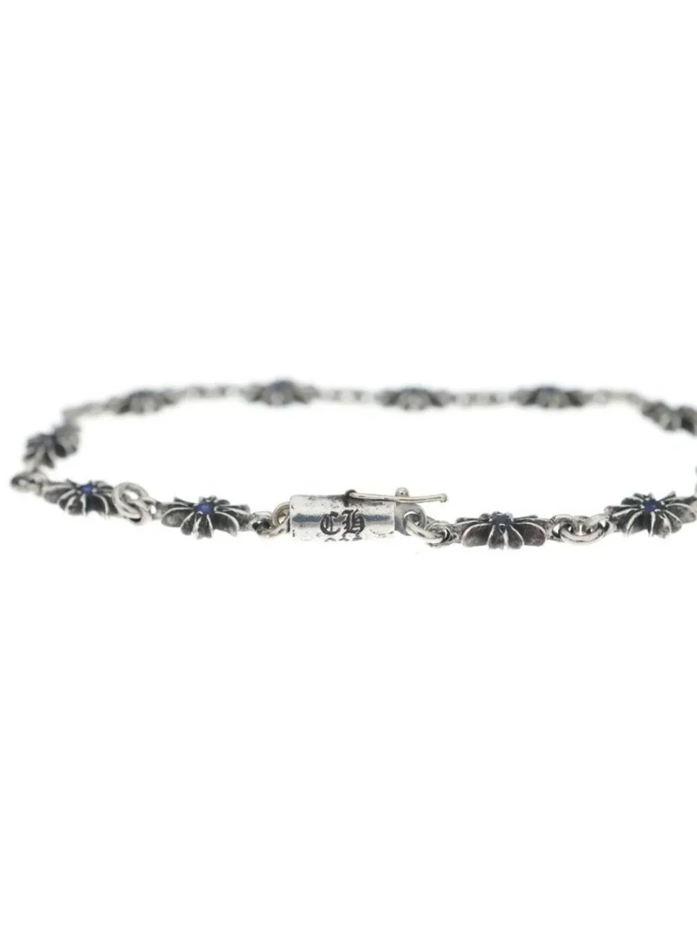Chrome Hearts Tny CH Pls P Sap Tiny CH Plus Pave Blue Sapphire Silver