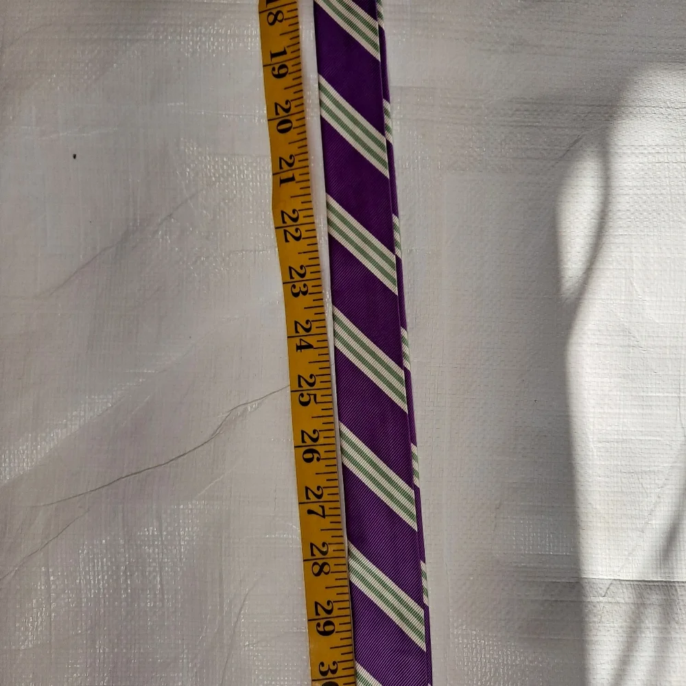 J. Crew Purple And Green Stripe Silk Tie Double D Ring Belt