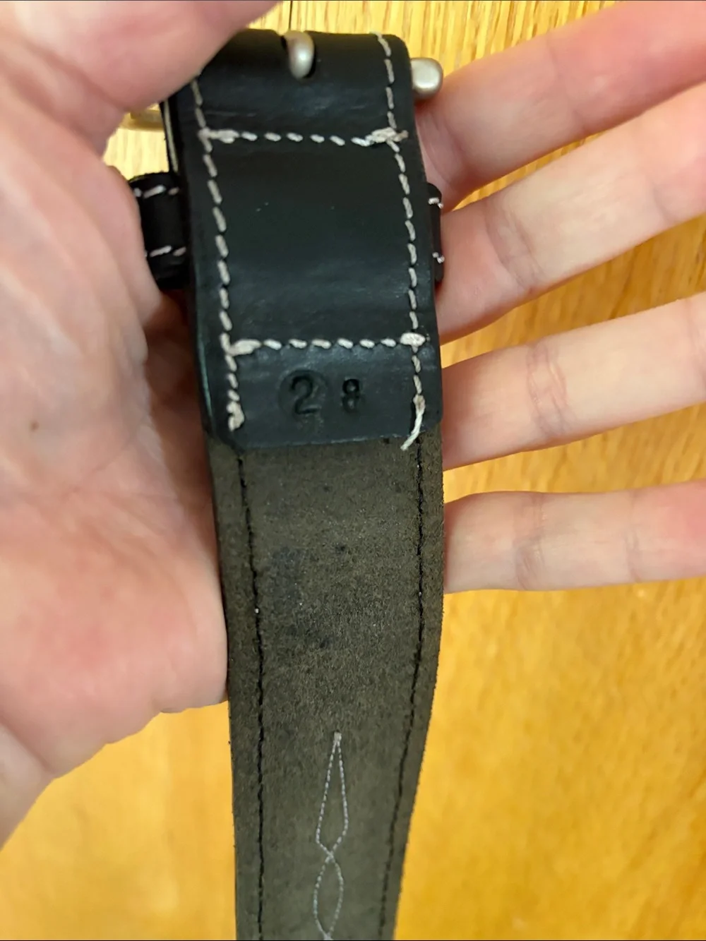 Dover Saddlery Black Leather Equestrian Horse Riding Belt 28 white stitching EUC