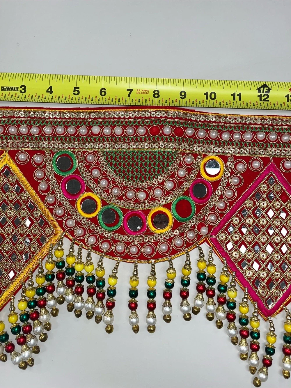 Source Unknown Red Multicolor Beaded and Mirror-Work Waistbelt