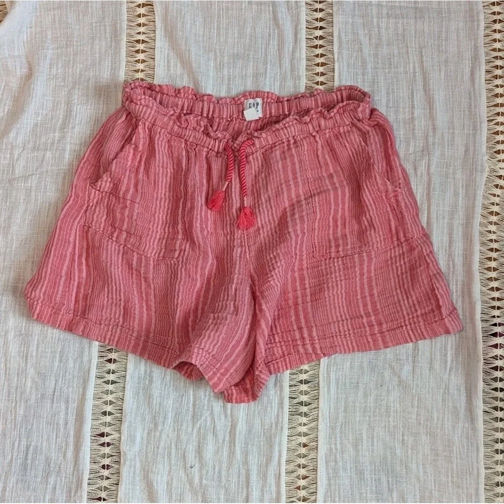 Y2K Coastal Cottagecore Pink Gauze Stripe Shorts Tassel Boho GAP Kids‎ XL 12