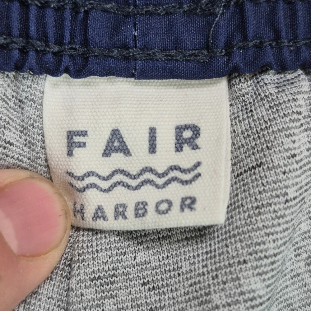 Fair‎ Harbor Swim Shorts Mens Medium Blue Tropical Leaf Print Anchor Trunk Lined