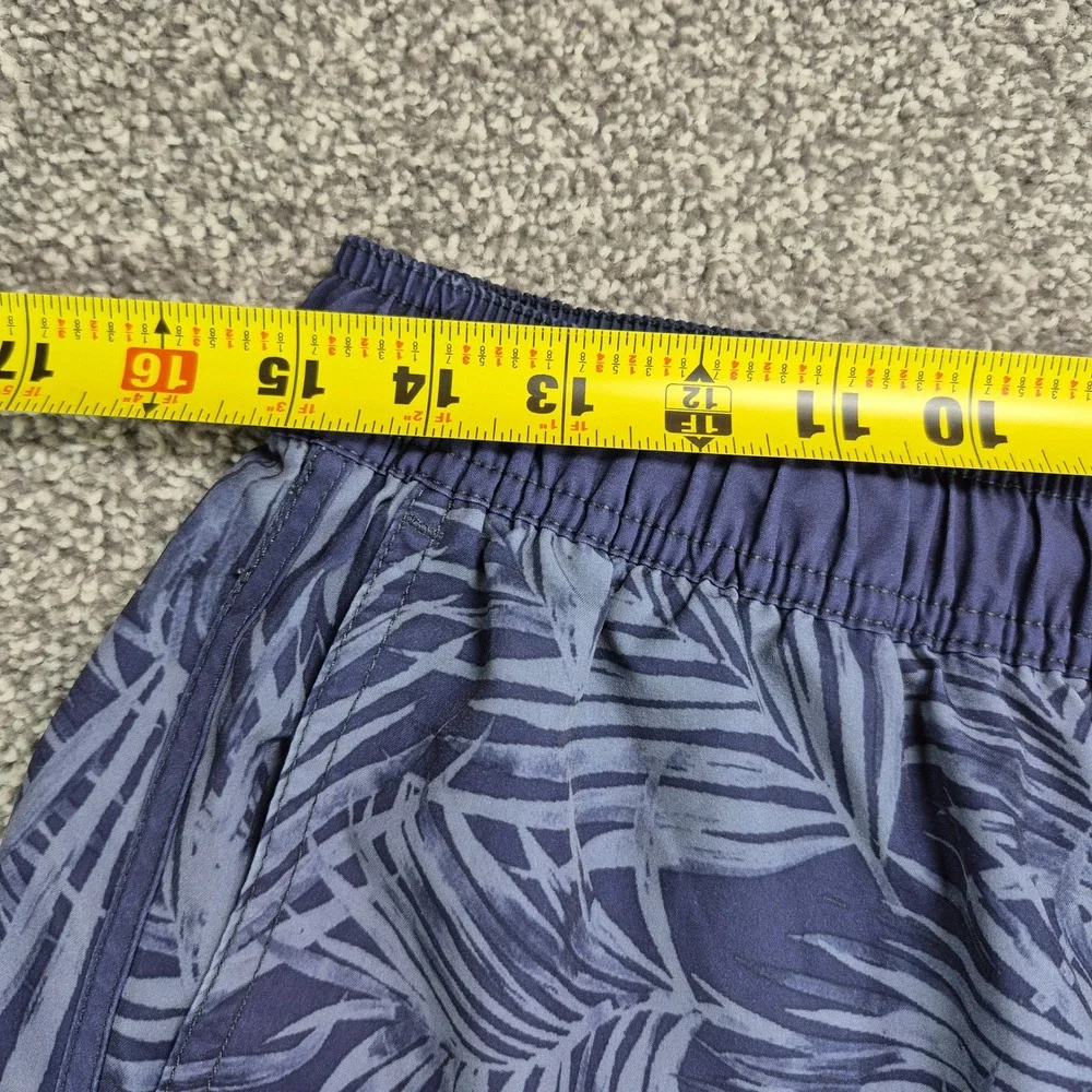 Fair‎ Harbor Swim Shorts Mens Medium Blue Tropical Leaf Print Anchor Trunk Lined
