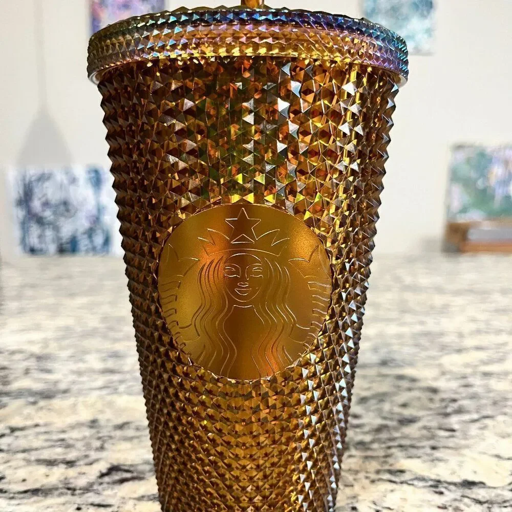 NEW Starbucks 50th Anniversary Limited Edition‎ Gold Studded Tumbler 16 oz NWT