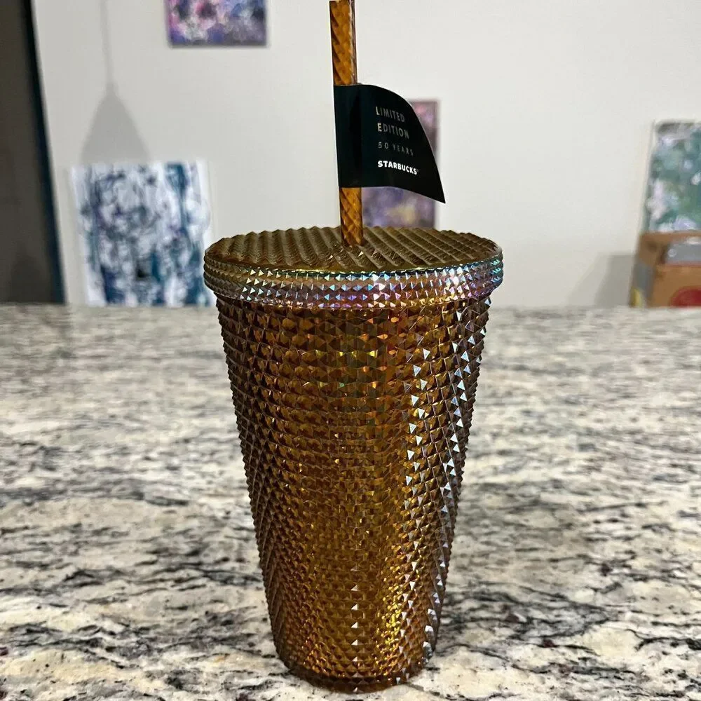 NEW Starbucks 50th Anniversary Limited Edition‎ Gold Studded Tumbler 16 oz NWT