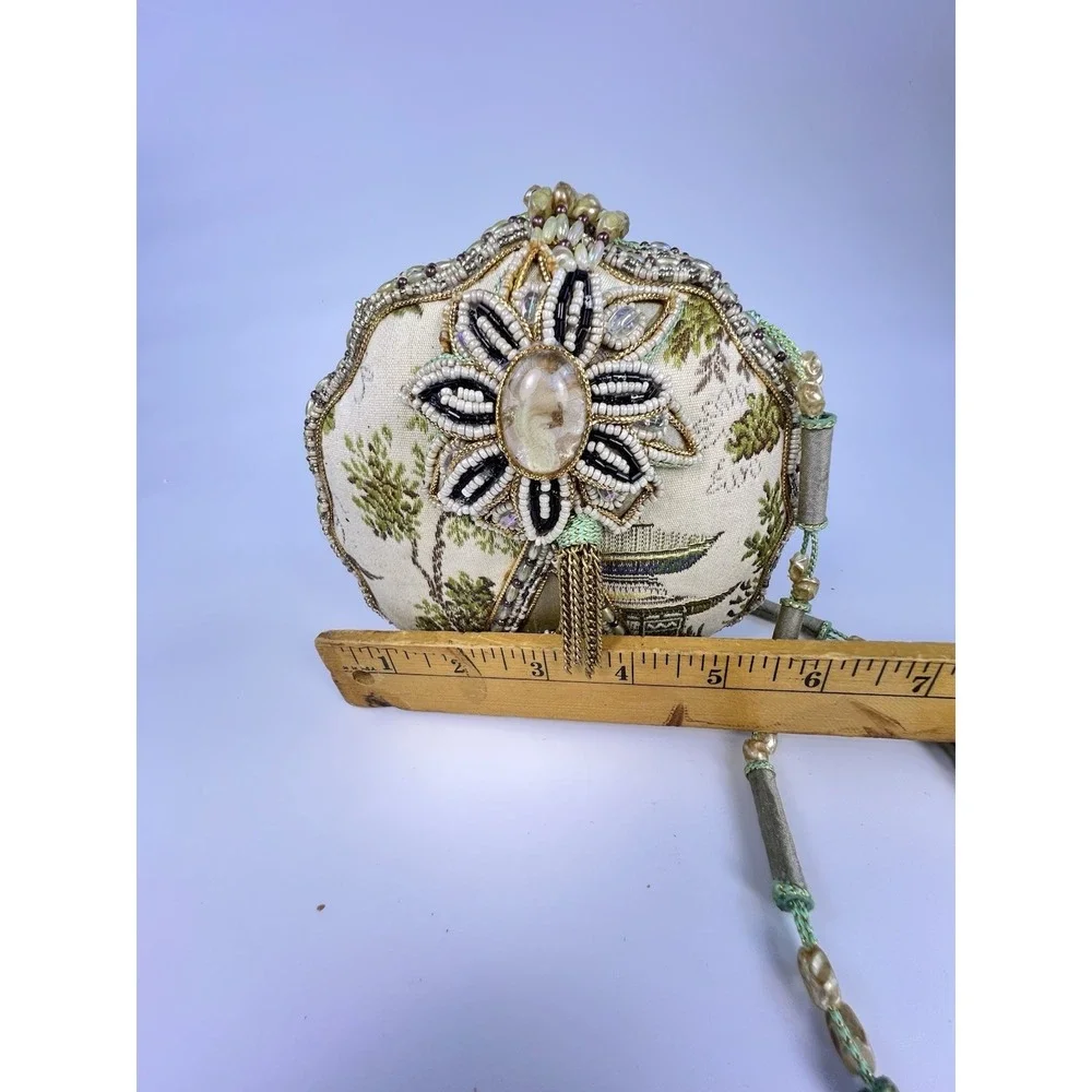 Vintage Mary Frances Retired Tapestry Beaded ScallopedHandbag w/ Dust Bag