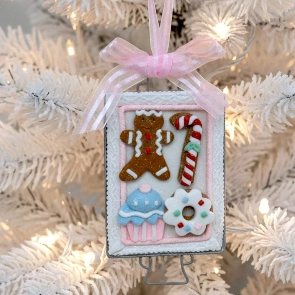 Christmas Cookies Ornament Pastel Pink Green Blue Christmas Cookie‎ Sheet NEW