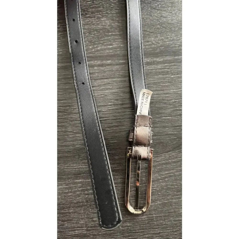 Womens Metallic Silver Grey Silver Tone‎ Hardware Slim Belt L