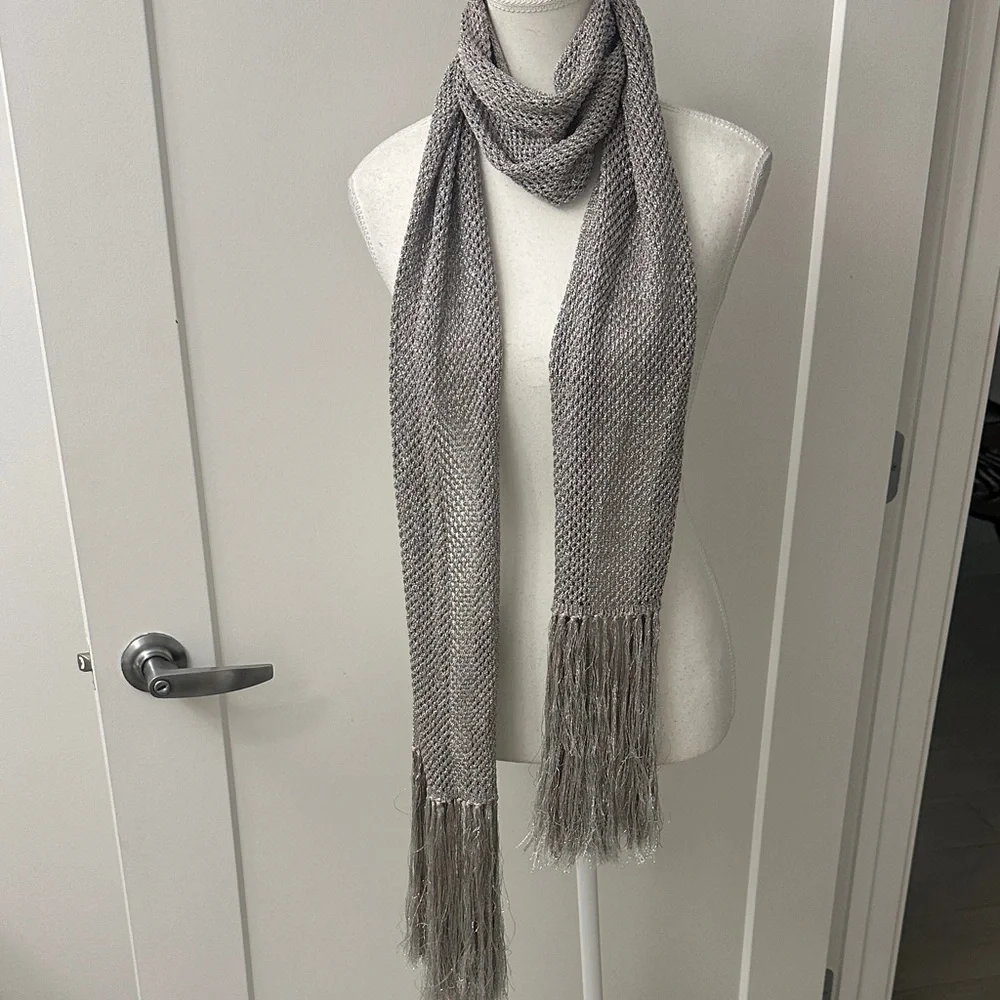 Missoni Orange Label Smoking Scarf with Fringe RARE Silver