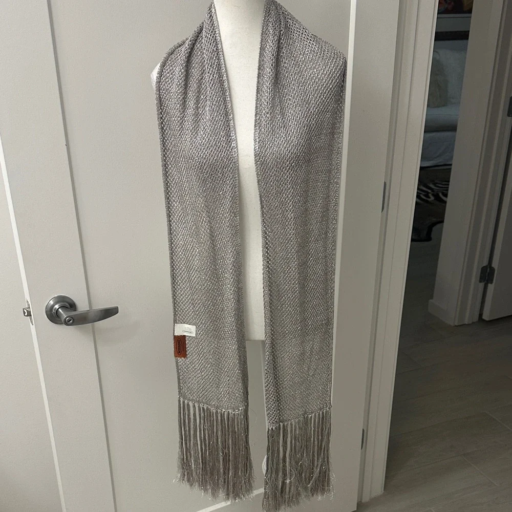 Missoni Orange Label Smoking Scarf with Fringe RARE Silver