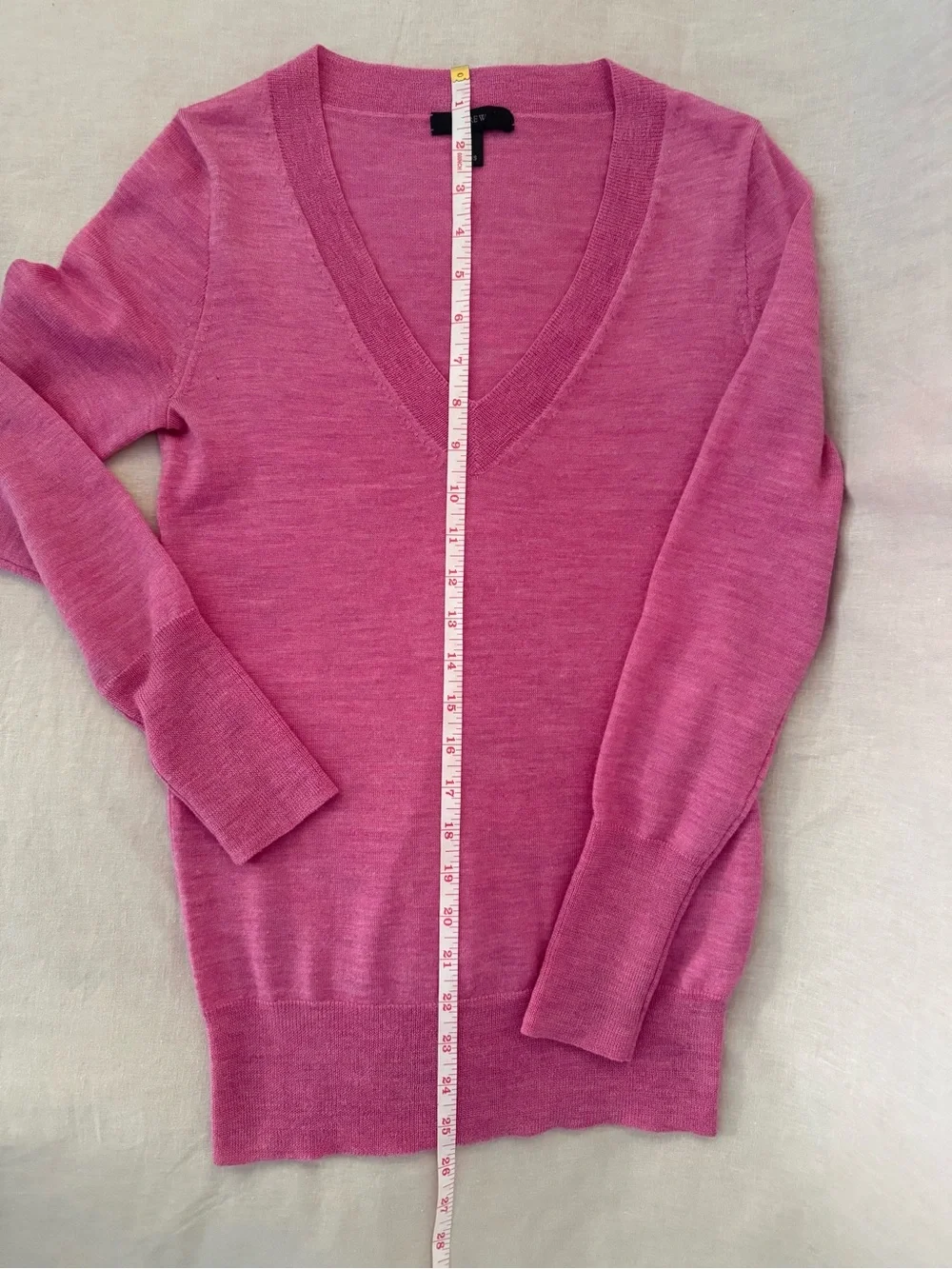 J. Crew V-Neck Merino Wool Sweater in Beautiful Thulian Pink
