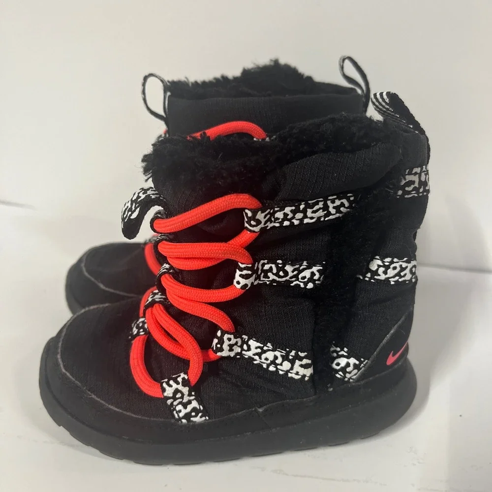 Nike Kids Snow Boots Black Faux Fur Toddler‎ Size 6C Winter
