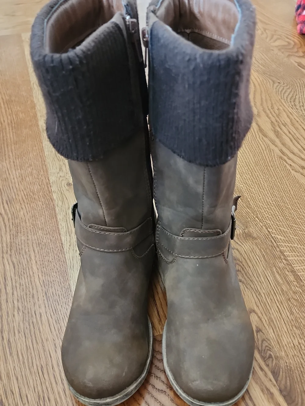 Faded Glory Breanna Brown Faux Suede Sweater Cuff Boots - Girls Size 3M / EU 35