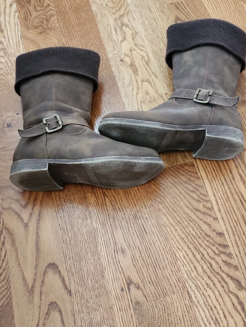 Faded Glory Breanna Brown Faux Suede Sweater Cuff Boots - Girls Size 3M / EU 35