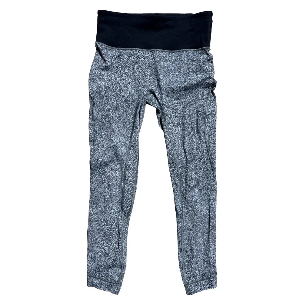 Lululemon Run the Day Crop Legging Tight High Waist‎ Fractal Dark Starlight Sz 6