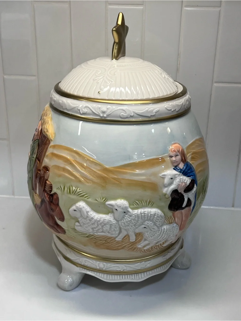 Christmas Nativity Cookie Jar Scene Ceramic Jay Imports