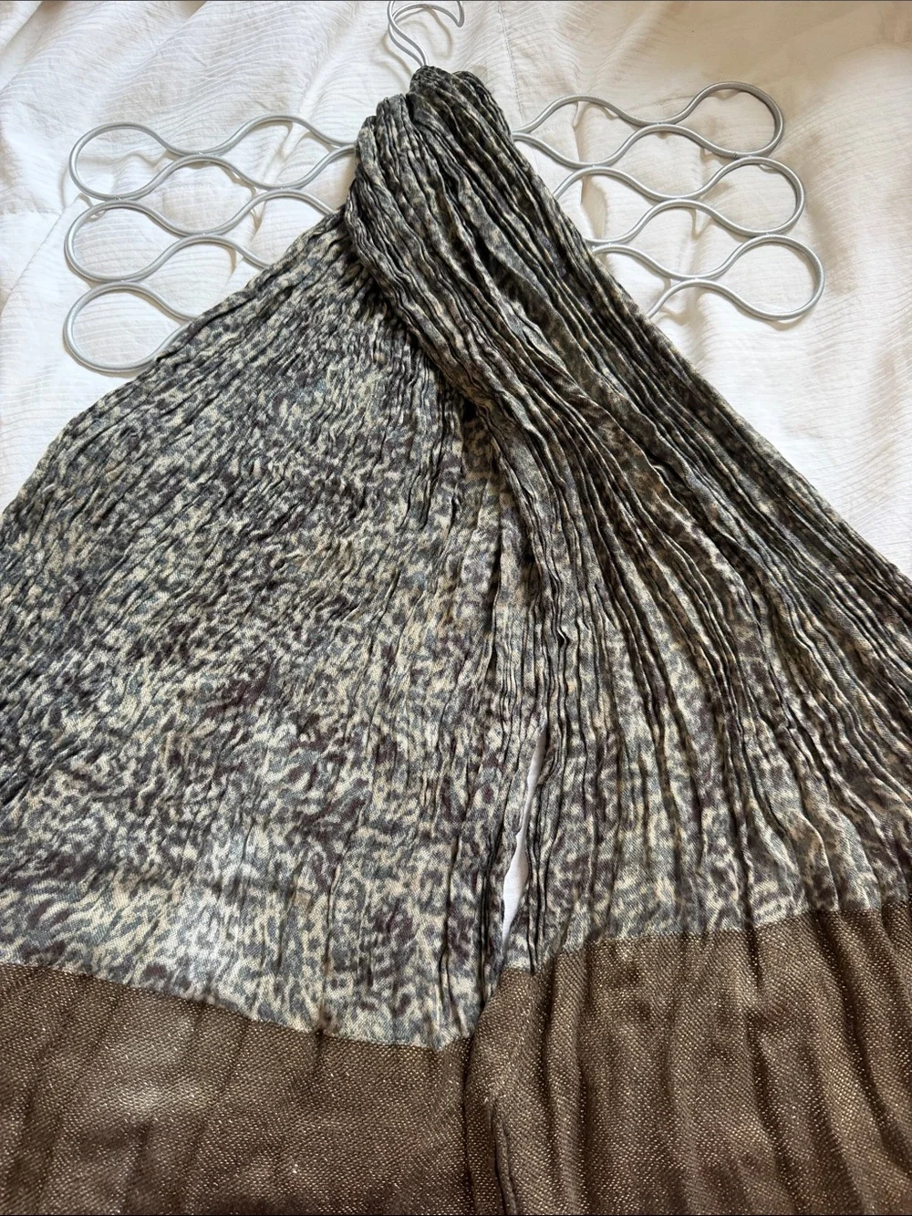 Brown & Gray Patterned Women's Scarf