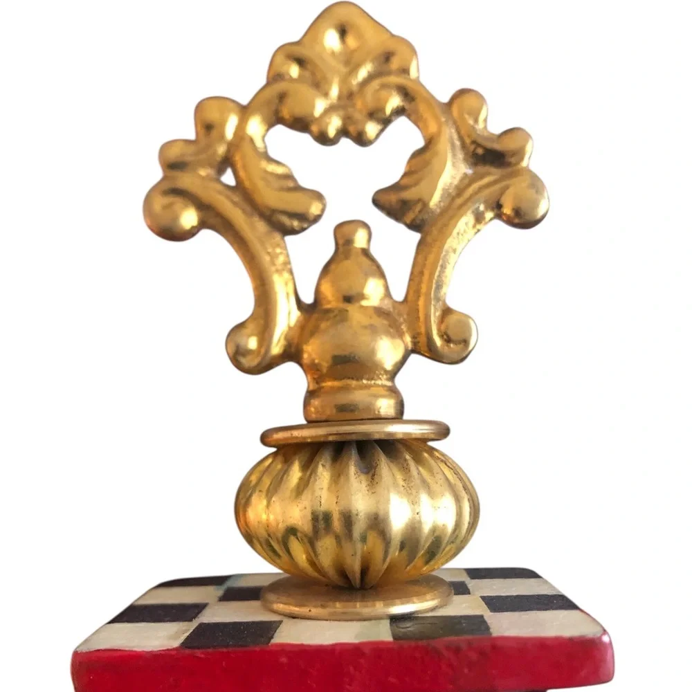 Mackenzie-Child Marylebone Carriage Red Plaid Mantel Clock with Gold Accents