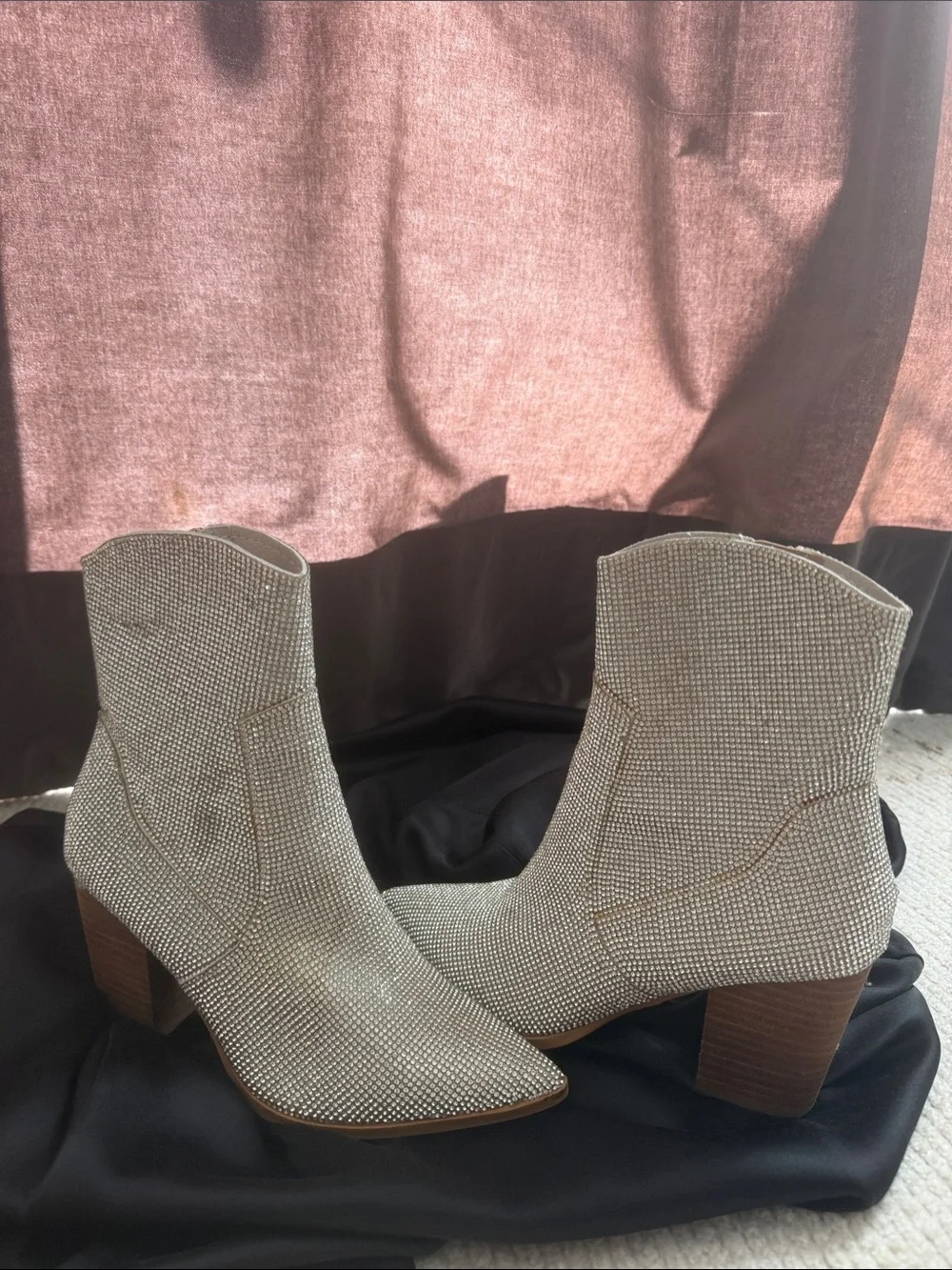 Embellished Silver Ankle Boots