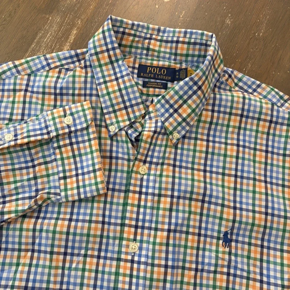 Polo Ralph Lauren Shirt Mens‎ XL Performance Classic Button Up Preppy Gingham
