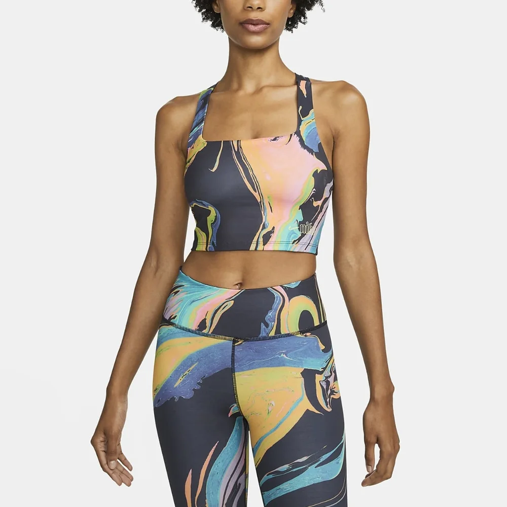 Nike Dri-Fit Cropped Marble Abstract Print Sports Bra Crop Top Athletic Yoga