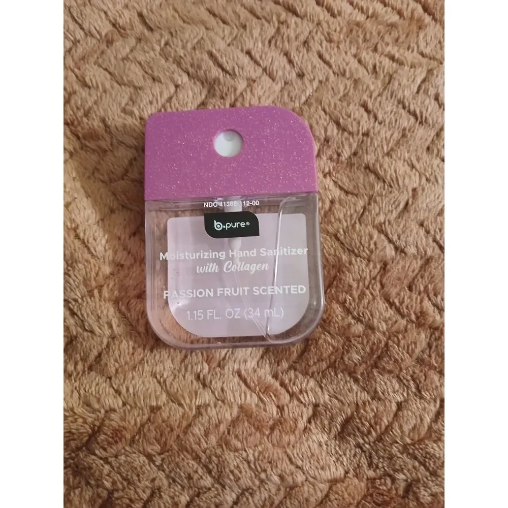 B.Pure Hand Sanitizer Lot of 4 1.15 oz + 2 Clip Holders Assorted