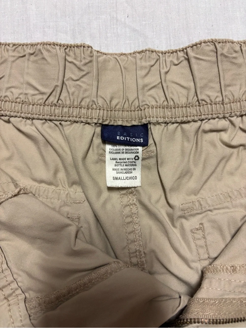 Basic Editions Tan Women's Cargo Shorts with Embroidered Pocket